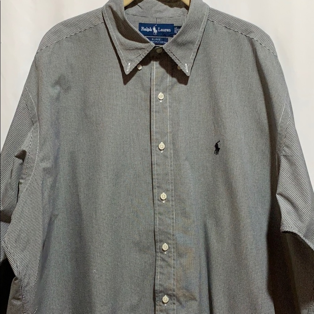 RALPH LAUREN BLAKE SHIRT BLK/WHT MICRO CHECK SZ XL